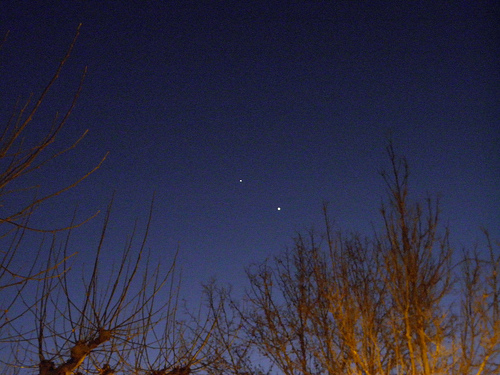 Conjunción Venus-Júpiter la tarde del 9 de marzo desde La Alameda de Caudete.